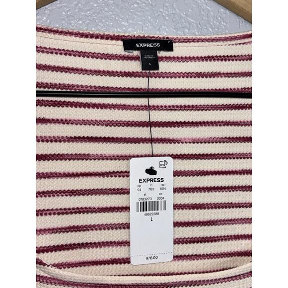 Express Textured Waffle Striped Scoop Neck Wrap Dress Size Large New - Picture 11 of 11